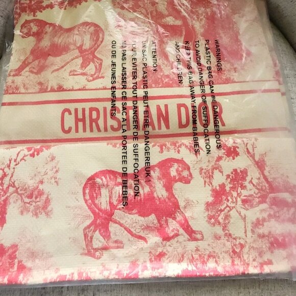 New Christian Dior Exclusive ‘Dioriviera’ Pink & Beige Large Straw Tote Bag - Picture 7 of 7